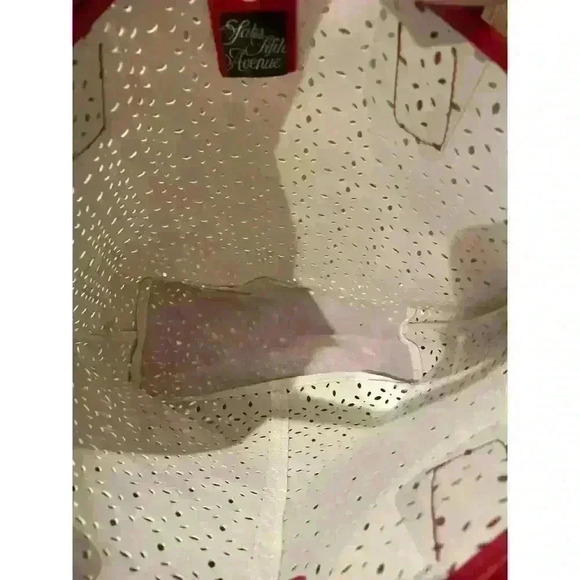 NWT Saks Fifth Avenue Faux Leather Perforated Tote Bundle (2) - Picture 10 of 12